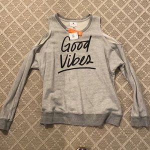 Good Vibes cold shoulder sweatshirt